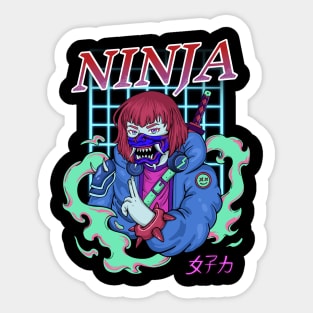 Japanese Cyberpunk Ninja Sticker